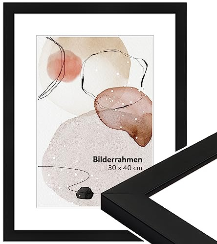 WANDStyle Bilderrahmen 15x21 Schwarz, moderner Bilderrahmen Holz, hochwertiger Holzbilderrahmen, Posterrahmen zum Aufhängen und Aufstellen, Rahmen 21x15 cm, Fotorahmen H430 - Made in Germany