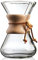 Chemex Hand Blown Glass Coffee Maker with Wood Collar and Tie, 5 Cup Capacity.