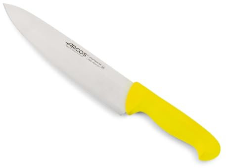 Arcos Couteau de Chef en Acier Inoxydable Nitrum – Poignée en Polypropylène, Codé par Couleur pour la Sécurité Alimentaire – Jaune, Série 2900 Argent