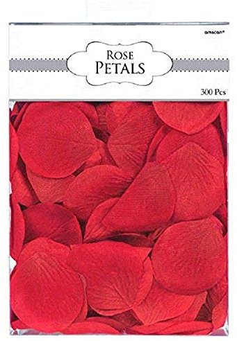 (PKT) Adult 300 Piece Red Rose Petals Fabric Confetti Wedding Decoration