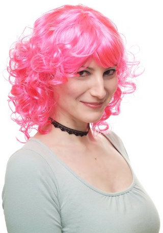 WIG ME UP - 68048-PC5 Karneval Fasching Perücke Cosplay Lolita Pink Locken Schulterlang