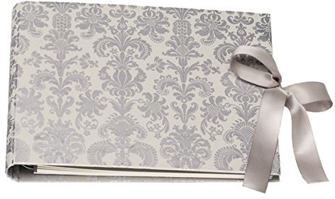 Rössler Papier Fotoalbum / Gästebuch (80 weiße Seiten, 40 Blatt, 22 x 18 cm) Palazzo-Design mit Schleife