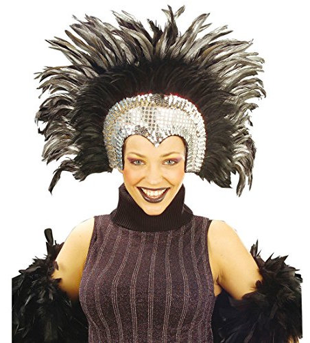 NET TOYS Silber-schwarzer Samba Kopfschmuck Federkopfschmuck Gold Rio Federkopfschmuck Feder Kopfschmuck Samba Schmuck
