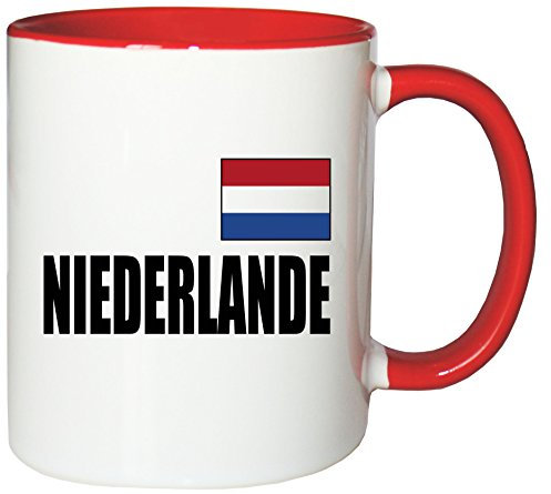 Mister Merchandise Kaffeetasse Niederlande Fahne Flag Teetasse Becher, Farbe: Weiß-Rot
