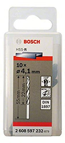 Bosch Professional Karosseriebohrer HSS-R rollgewalzt (10 Stück), Durchmesser: 4.1/Gesamtlänge in mm: 55