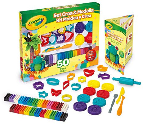 Crayola - Plastilin-Modellierset Crea&Modella, 50 Teile, Geschenk und Kreative Beschäftigung, Alter 5 Jahre, 57-0321, mehrfarbig
