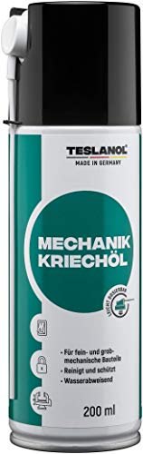 Teslanol Mechaniker Kriechöl Spray 200ml, Universal Rostlöser, Schmiermittel und Kontaktspray für Feinmechanik, Schmieröl Schutz & Pflege von Metall Teilen, Sprühöl, Schmierfett - 26030