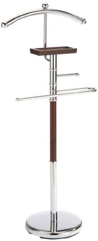 axentia 282181 Stummer Diener Godiva aus Holz & Chrom 110 cm hoch - Herrendiener verchromt - Luxus-Kleiderbutler edel, robust & platzsparend für Damen & Herren - Kleiderständer mit Ablage für Schlafzimmer & Bad , ca. 46 x 108 x 28 cm