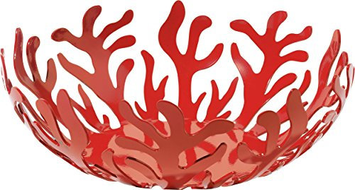 Alessi Esi01/25 R Mediterraneo Porte-fruits en Acier Coloré à la Résine Au Époxyde, Rouge, Ø 25 Cm