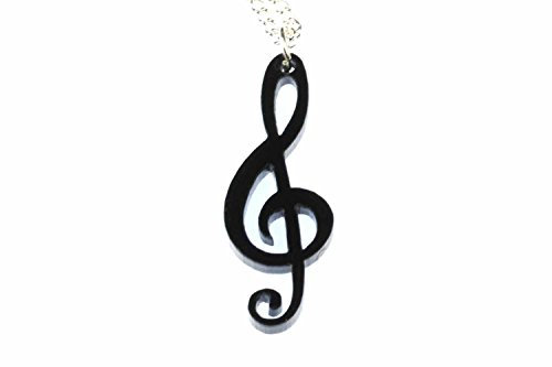 Miniblings Violinschlüssel Kette Notenschlüssel Musik Klavier Noten 60cm schwarz - Handmade Modeschmuck - Gliederkette versilbert