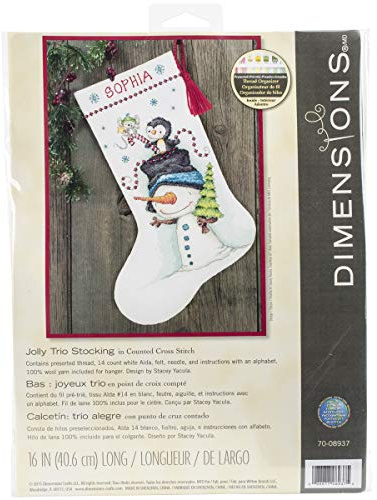 Dimensions Jolly Trio Stocking Counted Cross Stitch, White