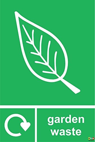 Garden Waste Recycling Sign - Self Adhesive Vinyl 200mm x 300mm