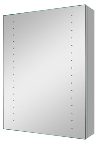 iBathUK Lunar Illuminated LED Bathroom Mirror Cabinet with Motion Sensor, Frameless Rectangle Copper-Free Silver Mirror, Adjustable Shelves, Modern Bathroom Storage, Wall Mounted, 450x600mm