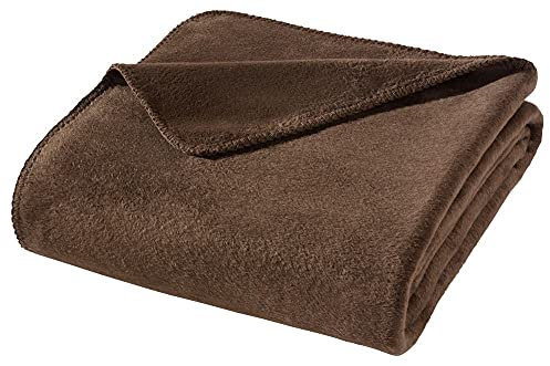 WOHNWOHL® Kuscheldecke (150x200cm) • Weiche Tagesdecke • Sofadecke • Wohndecke • Schlafdecke • Oeko-Tex zertifizierte Baumwolldecke • Samtig weiche Decke • Farbe: Braun