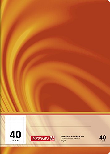 BRUNNEN Schulheft Premium Vivendi | A4, Lineatur 40, 16 Blatt, orange