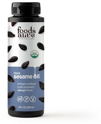Foods Alive Organic Black Sesame Oil, 8 Ounce