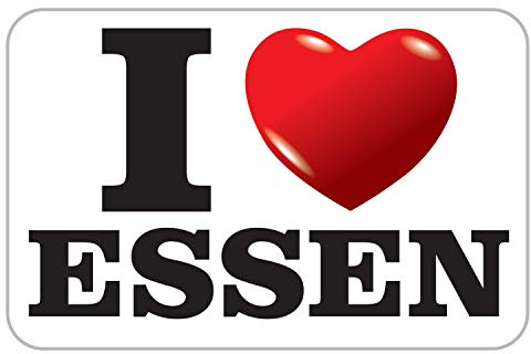deformaze Sticker I Love Essen Aufkleber Ich Liebe Essen mit Herz 7,5 x 11,5 cm Selbstklebend KFZ Auto Scheibe Boot UV Wetterfest für außen und innen