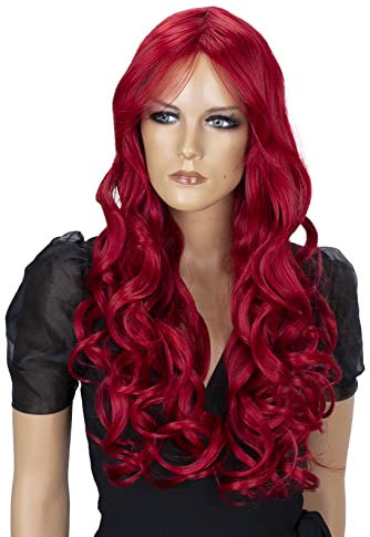 CAISHA Langhaar Perücke Wanda Voluminös Cosplay Show Gelockt Intensivrot FS836c