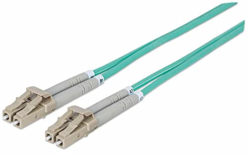 Intellinet LC/LC OM3 Fiber Optic Patch Cable, 3 ft, Aqua