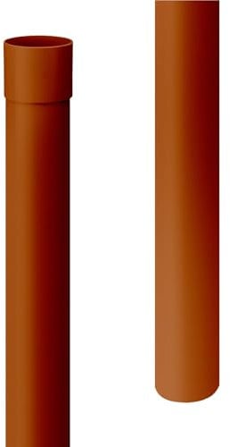 INEFA Tubo pluviale in PVC, 100 cm 100mm, marrone tubo PVC, pluviali, accessori per grondaie, scarico pluviale, montaggio facile, Made in Germany