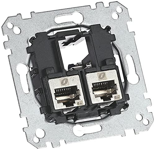 Merten Plaque de support double MEG4576-0022 avec module de raccordement Schneider Electric - Actassi RJ45 Cat6A STP