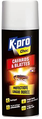 K.PRO Aérosol Foudroyant contre les Cafards et Blattes - 400ML - Idéal pour Éliminer Immédiatement les Cafards et Blattes