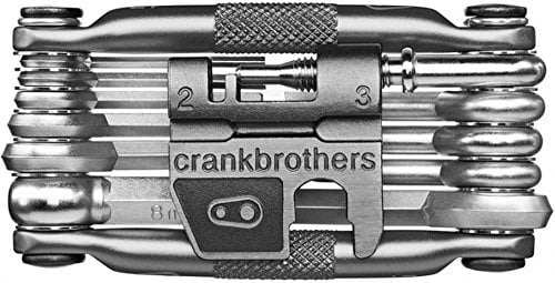 Crank Brothers Multi 17 Tool - Nickel/Bicycle Cycling Cycle Road Mountain Trail Folding Fold Emergency Survival Repair Kit Screwdriver Hex Wrench Multifunction Essential