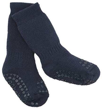 GoBabyGo Original Rutschfeste Baby Krabbel Socken | ABS Non-slip Unterstützung Für Aktive Kinder Im Krabbelalter | Baumwolle | 1-2J (20-22cm)| Marine Blau