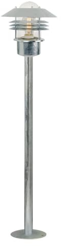Nordlux Vejers Outdoor Garden Post/Bollard Light Silver Silver, E27 60W Mains Powered-Porch, Patio, Garden, Garage, or Entrance. IP54, Class 2 (Double Insulated)