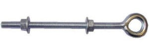 150mm 6 x 3/8 No.452 Welded Eye Bolts c/w 2 Nuts & 2 Washers - Assembled - Zinc Plated