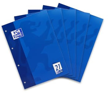 Oxford Arbeitsblätter-Block A4 liniert, 50 Blatt, dunkelblau, 5 Stück