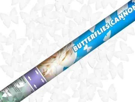 2 x weiße Schmetterlinge Konfetti Regen Kanone Shooter Konfettibome Partypopper 40 cm lang Hochzeit