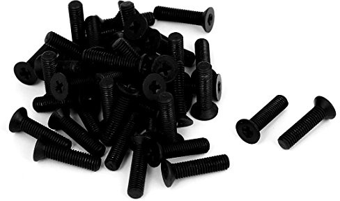sourcing map M5 x 20 Kreuzschlitz Senkkopf Schrauben, Schwarz, 50 Stück | Maschinenschrauben Nylon