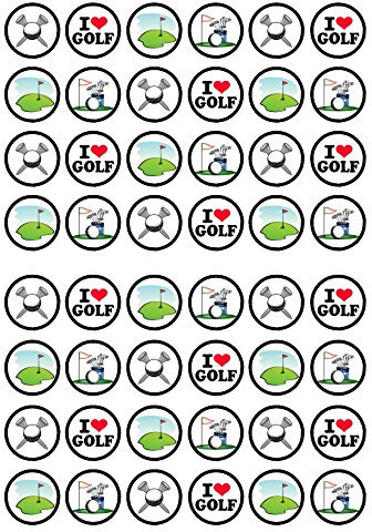 48 Golf Edible Wafer Paper Mini Cupcake Toppers, Cake Pops, Cookies