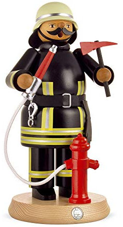 Räuchermann Feuerwehrmann modern von DREGENO SEIFFEN 22cm – Original erzgebirgische Handarbeit, stimmungsvolle Weihnachts-Dekoration