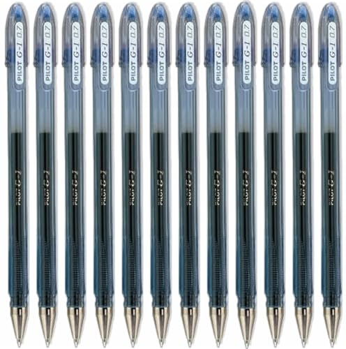 Pilot G107 Gel Ink Pen Ergonomic Grips 0.7mm Tip 0.5mm Line Blue Ref BLG10703 [Pack 12]