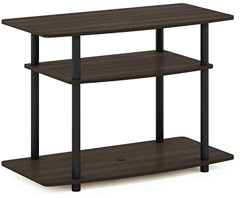 Furinno No Tools 3-Tier Entertainment Center Stand, TV Stands, TV Unit, TV Shelf, Dark Brown/Black