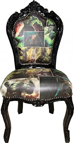 Casa Padrino Barock Esszimmer Stuhl Comic Design/Schwarz Lederoptik Möbel Antik Stil - Limited Edition!