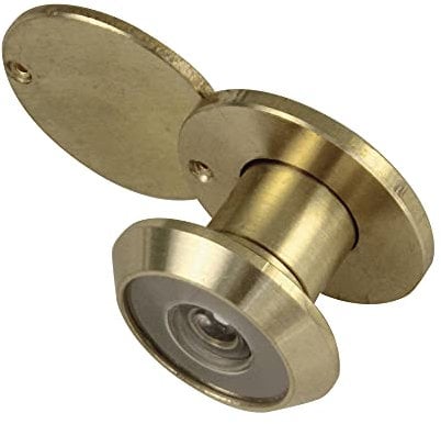 Amig - Judas avec Lentille Super Angulaire pour Portes Intérieures et Extérieures | Viseur avec Couvercle de Confidentialité | Laiton | Couleur Dorée | 14 mm | Épaisseur de la Porte 15-25 mm