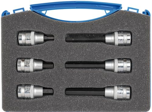SW-Stahl S5117 Innensechskant-Steckschlüsselsatz 1/2 Zoll, 6-10 mm, 6tlg. | Profi-Schraubendreheinsätze aus Chrom-Vanadium-Stahl, 6-teilig in Kunststoffkassette mit Passformeinlage für Ordnung