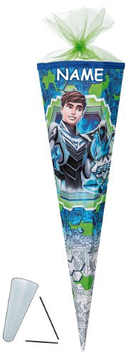 Schultüte - Max Steel 70 cm - incl. Namen - mit/ohne Kunststoff Spitze - Filzabschluß - Zuckertüte Nestler - für Jungen Superheld Transformer Cytro Aktion F..