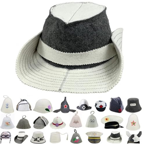 GMMH Einzigartiger Saunahut aus Wollfilz, Cowboy 1502, Saunamütze mit witzigen Motiven für Damen und Herren, Filz Kopfschutz Saunakappe Filzkappe Mütze Filzhut Kappe Sauna, Finnische Sauna