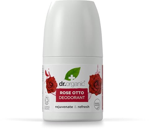 Dr Organic Rose Otto Deodorant, Aluminiumfrei, Für Männer und Frauen, Natürlich, Vegan, Tierversuchsfrei, Paraben- & SLS-frei, Recycelt & Recyclebar, Zertifiziert Bio, 50ml