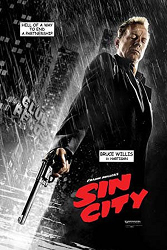 empireposter Sin City - Hartigan - Filmposter Kino Movie mit Bruce Willis Mickey Rourke - Grösse cm + 2 St Posterleisten Kunststoff 62 cm transparent