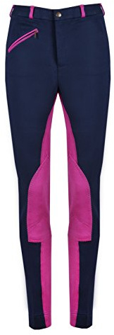 GS Equestrian Girl's Kerry Girl's Kerry Jodhpurs - Black/Purple, 20-Inch