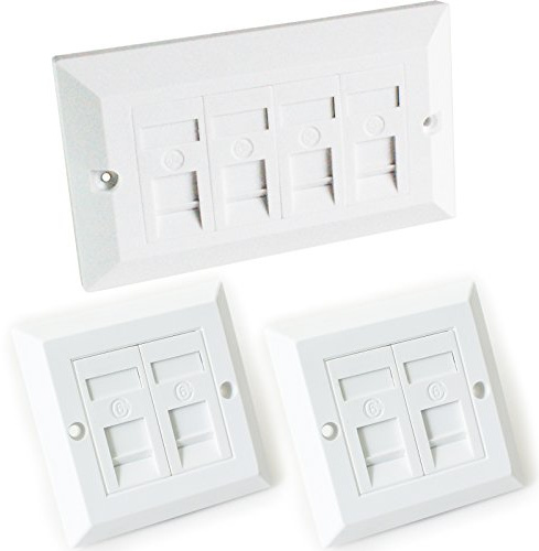 Quad & 2x Double CAT6 Wall Face Plates-4 Port RJ45 Ethernet Network Data Socket
