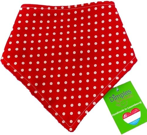 Dimples Hundehalstuch - Rot Gepunktet für Kleine, Mittlere und Große Hunde, Welpen und Katzen - Handgemachtes Accessoire - Besitzer Geschenk - 25cm