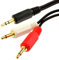 3,5 mm Stéréo AUX Jack vers Double Mono 3,5 mm Jack Fiches cuivre desoxygéné l'audio câble Plaqués Or 1 m [1 mètre/1m]