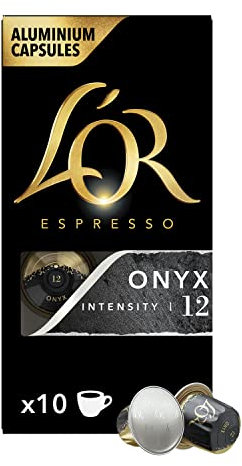 LOR Café Capsules Aluminium Onyx Noir Intensité 12 - X10 - Les 10 capsules