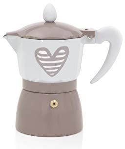 Brandani 55741, caffettiera Batticuore colore tortora 1 tazza in alluminio